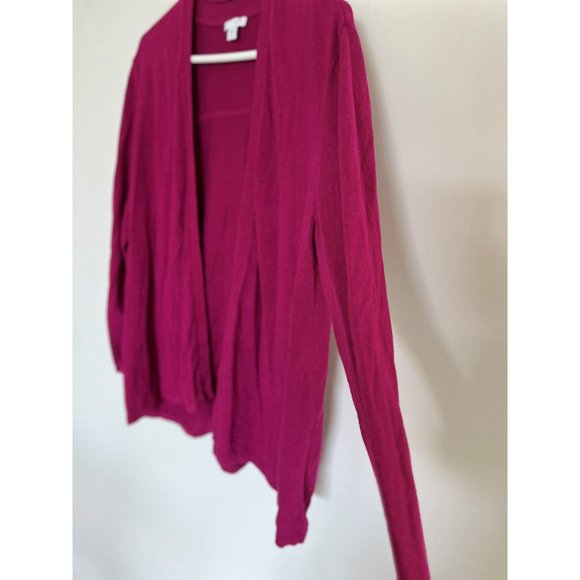 J.Jill Cardigan Sweater LP Linen Rayon Mulberry   Lightweight Preppy - Picture 3 of 5